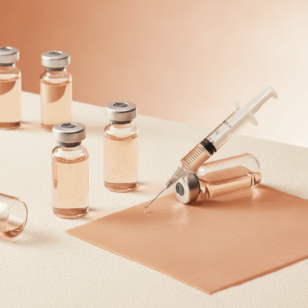 Rejuran Healer skin booster vials and a syringe at REDI Dermatology in Seoul